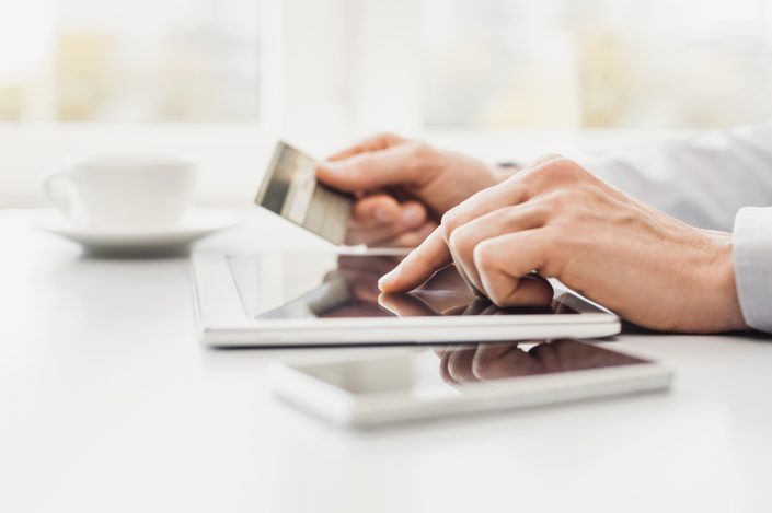 Man is shopping online